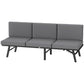 3-in-1 3-Seater Outdoor Sofa, Lounge Chair with 5-Position Adjustable Back, Patio Loveseat with Folding Table, Grey