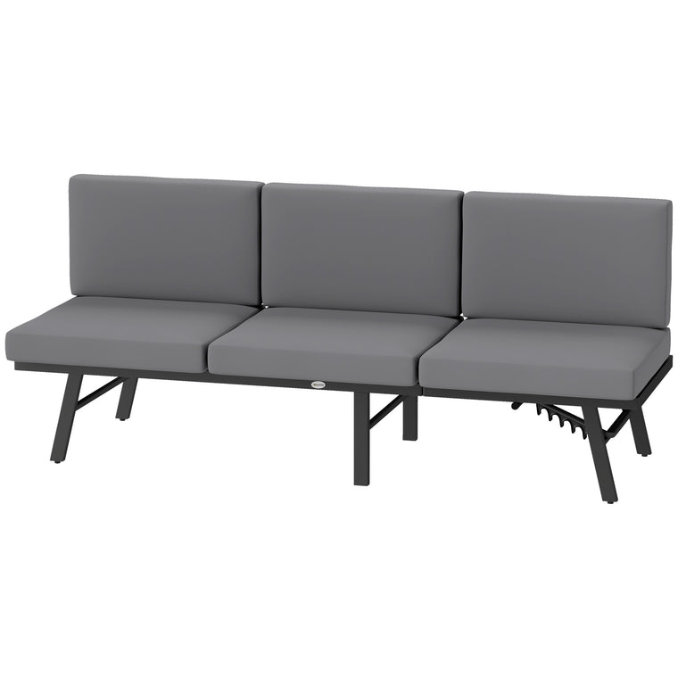 3-in-1 Outdoor Sofa with 5-Position Back and Folding Table