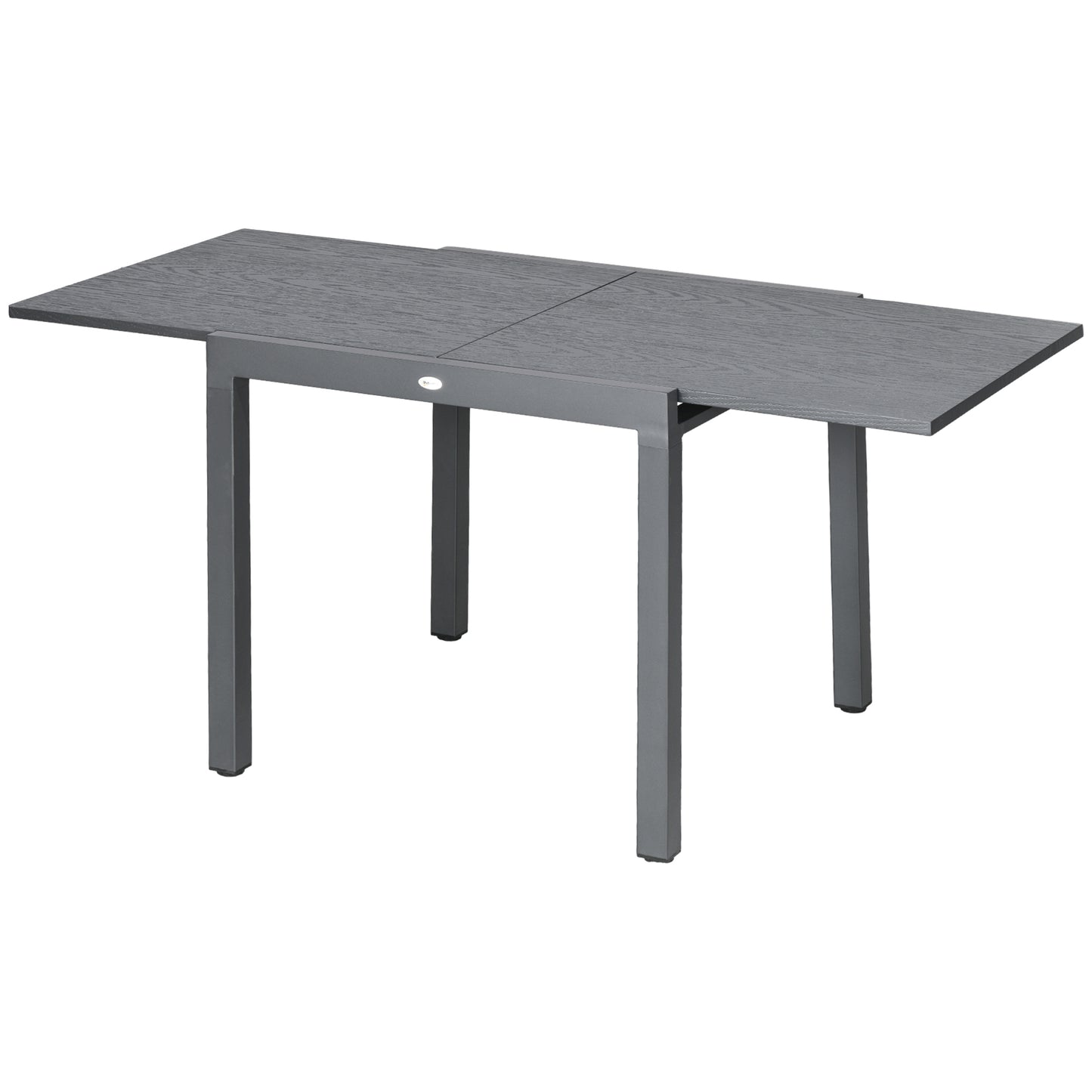 31.5"-63" Extendable Outdoor Dining Table for 4-6 with Aluminium Frame, Steel Tabletop Dark Grey