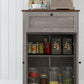 Storage Cabinet Farmhouse Sideboard Storage Cabinet with Doors and Drawer for Kitchen, Living Room, Grey Wash