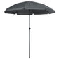 6ft Beach Umbrella, Outdoor Sun Shade Parasol with Push Button Tilt, Ruffled UV50+ Vented Canopy, Dark Grey