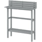 110cm Rectangle Outdoor Bar Table with Built-in Footrest, Slatted Top, Grey
