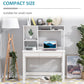 Computer Desk with Hutch, Home Office Table with Storage Shelves and Open Compartments for Writing, Work, White