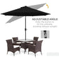 9ft Solar Patio Umbrella Outdoor Sunshade 24 LED Lights Tilt Canopy Black