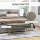 39" Storage Ottoman, Velvet End of Bed Bench with Steel Legs, Foot Stool with Storage for Bedroom, Living Room, Beige