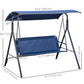 3-Seater Outdoor Porch Swing with Adjustable Canopy, Patio Swing Chair for Garden, Poolside, Backyard, Dark Blue