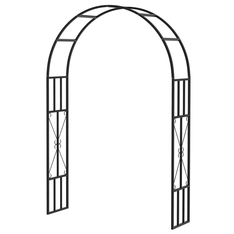 7.3' Black Steel Garden Arch Trellis for Climbing Plants