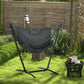 Patio Hammock Chair with Stand, Outdoor Hammock Swing Hanging Lounge Chair with Side Pocket and Headrest, Cream - Dark Grey
