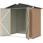 6.5' x 4' Outdoor Storage Shed, Metal Garden Shed with Lockable Double Doors, 4 Vents, Brown