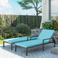 2 Piece Wicker Chaise Lounger PE Rattan Outdoor Lounge Chair Recliner with Adjustable Backrest and 2 Wheels, Sky Blue