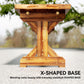 Rustic Outdoor Wooden Bench, Backless Garden Bench Patio Loveseat with X-Shape Base for Porch, Park, Carbonized