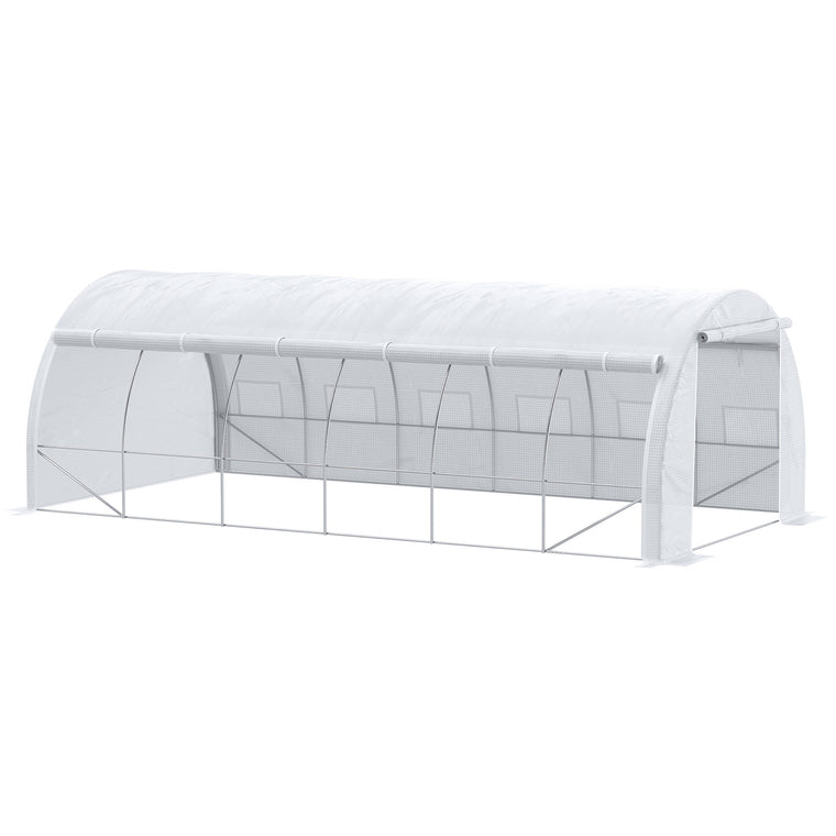 20' x 10' x 6.6' White Tunnel Greenhouse with UV-Resistant Cover