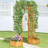 7.7FT Brown Wooden Garden Arch with Planter Boxes