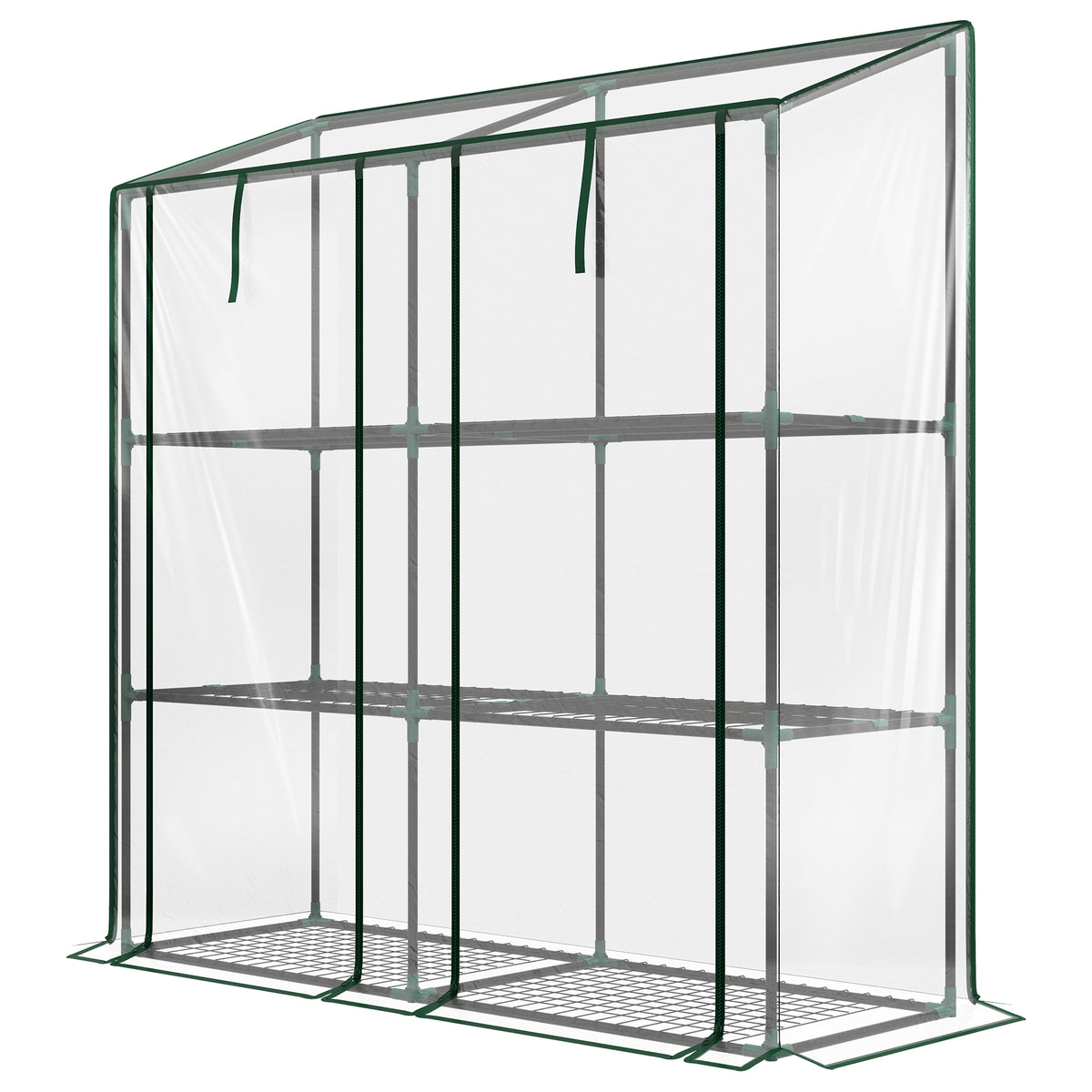 Portable Mini Greenhouse Green House with 3 Tier Shelves, Reinforced Cover, Roll-up Doors, 56.3" x 18.1" x 59.4"