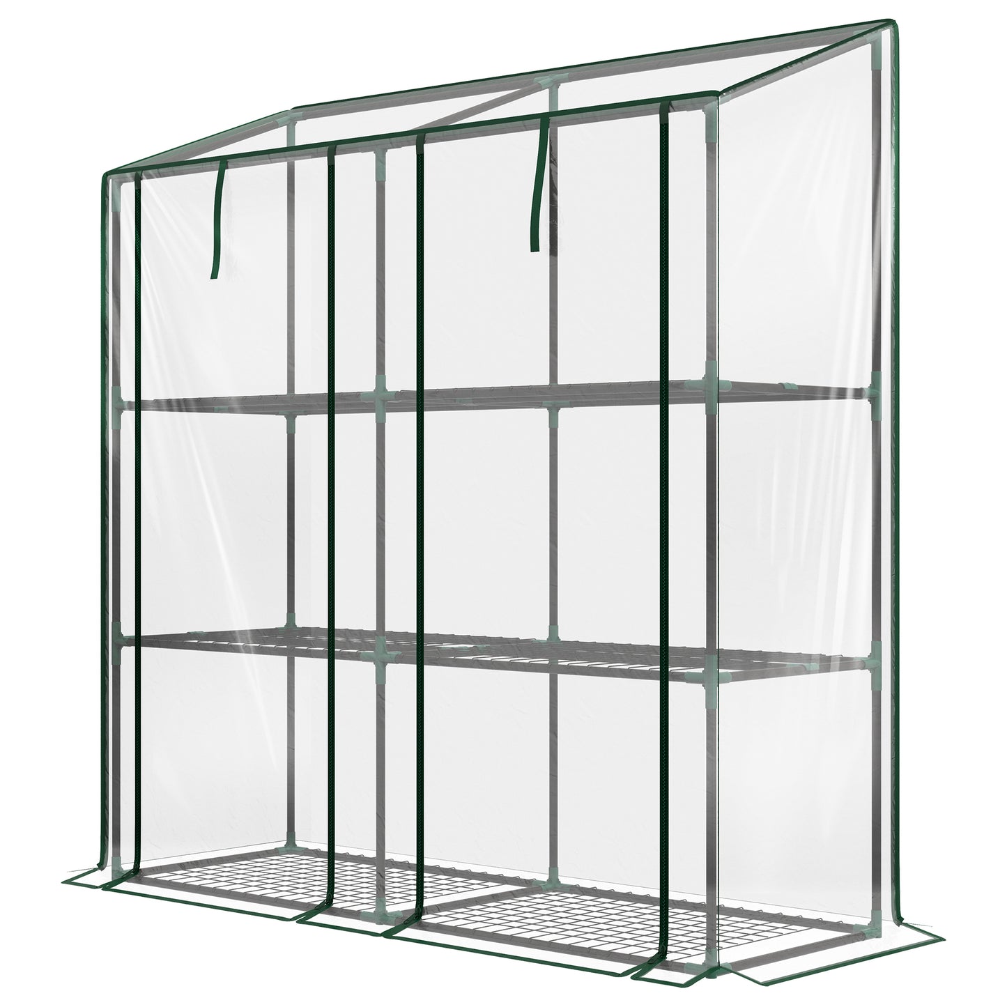 Portable Mini Greenhouse Green House with 3 Tier Shelves, Reinforced Cover, Roll-up Doors, 56.3" x 18.1" x 59.4"