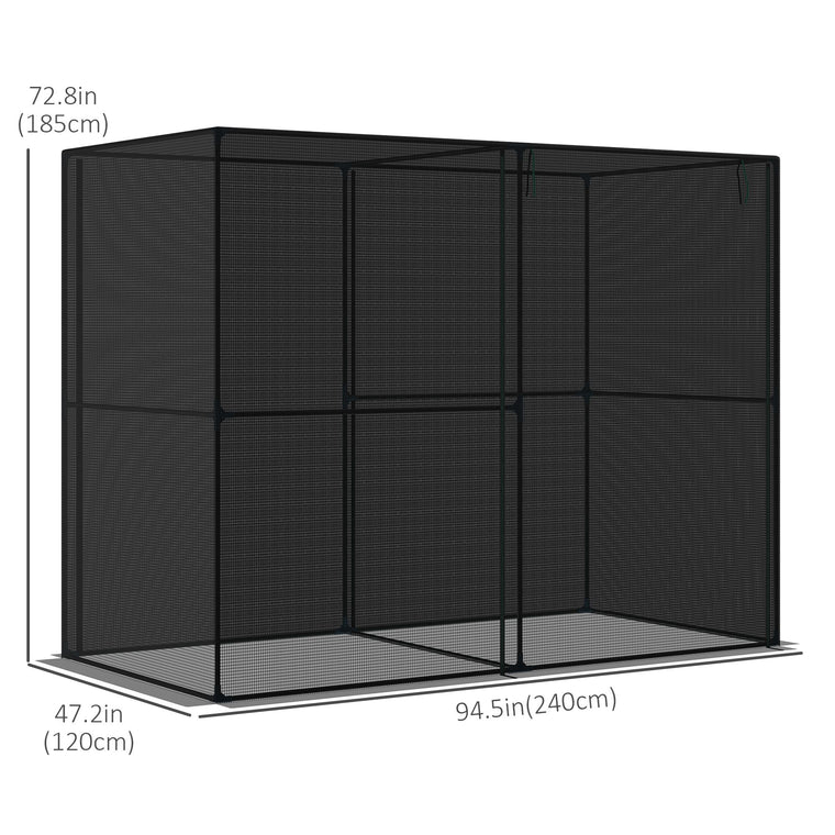94.5" x 47.25" x 72.75" Black Greenhouse with Roll-Up Doors