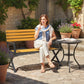 Outdoor Garden Bench, Patio Bench with Backrest and Armrests, 2-Person Garden Seating