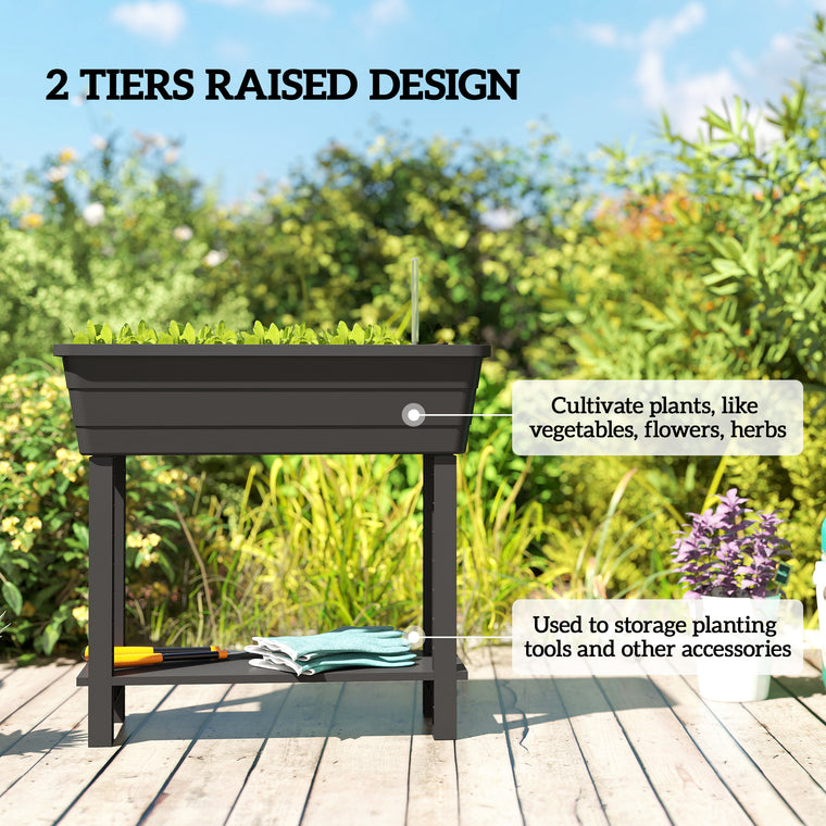 41L Self-Watering Raised Garden Bed with Storage Shelf