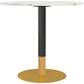 Round Dining Table, Modern Dining Room Table with Faux Marble Top, Steel Base, Space Saving Small Kitchen Table, White