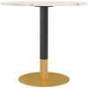 Round Faux Marble Dining Table - White