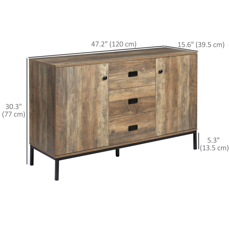 Industrial Sideboard Buffet with Drawers - Brown