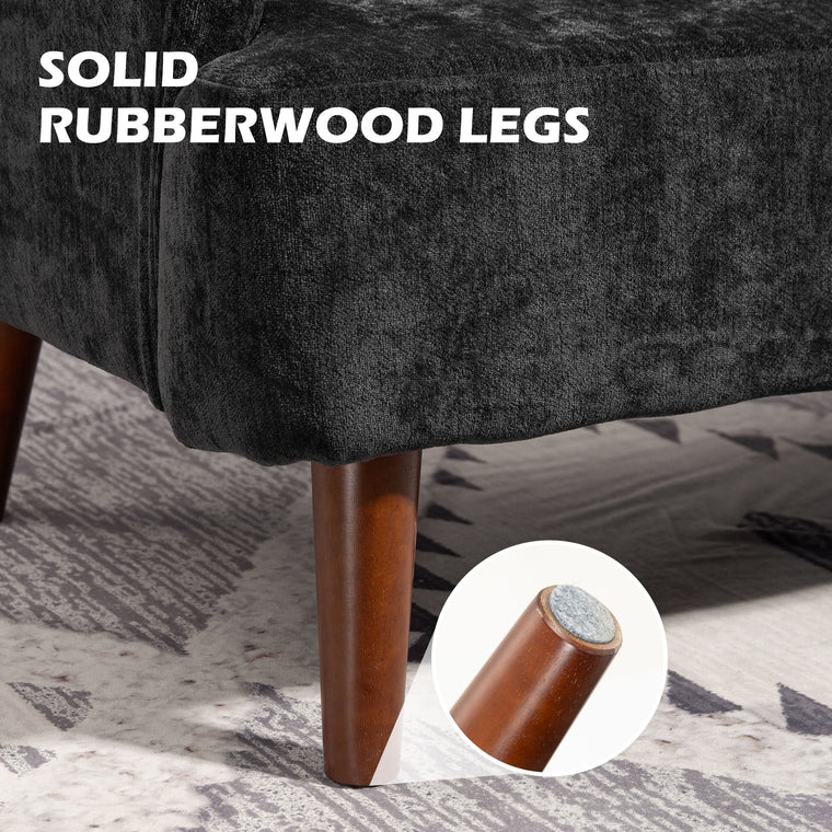 Velvet 2-Seater Loveseat with Wood Legs