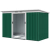 9' x 4' Garden Tool Shed Metal Storage Shed Outdoor Equipment Tool Box with Foundation Kit, Ventilation & Doors, Dark Green