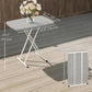 Portable Patio Side Table, Height Adjustable Outdoor Side Table, Folding Balcony Table with Metal Frame, Dark Grey