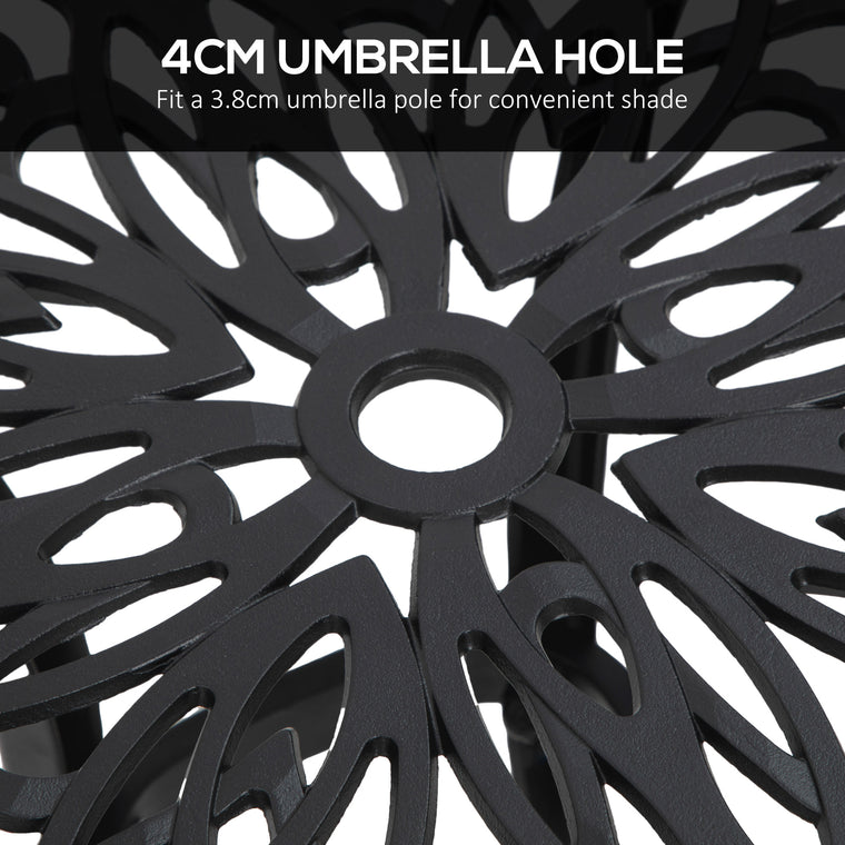 21" Square Cast Aluminum End Table with Umbrella Hole