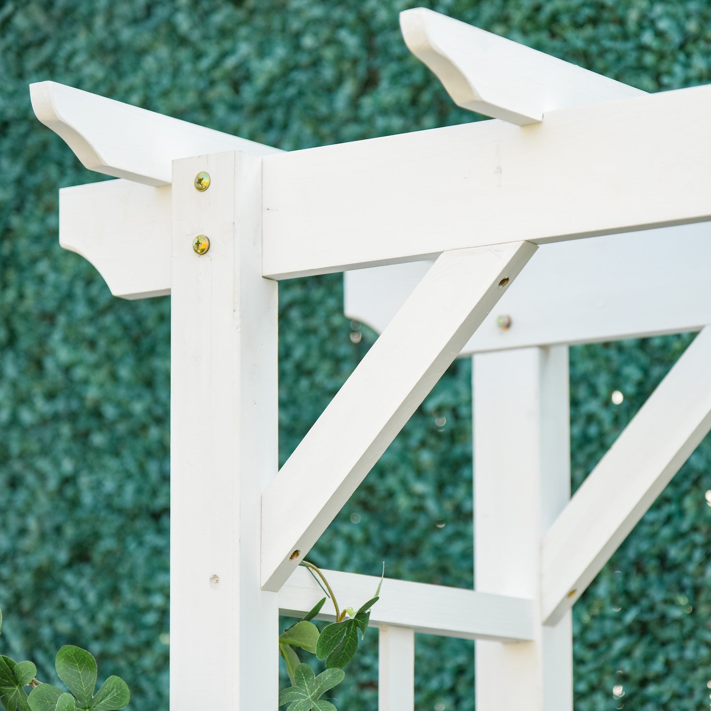 85" Wooden Garden Arbour for Wedding and Ceremony, Outdoor Garden Arch Trellis for Climbing Vines - White