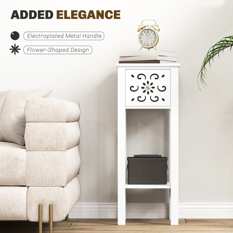 Nightstand Set of 2 with Drawer and Shelf