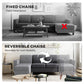 Sectional Sofa with Changeable Chaise Lounge, 3 Seat L-Shaped Small Space Sofa, Upholstered Couch for Small Space, Dark Grey