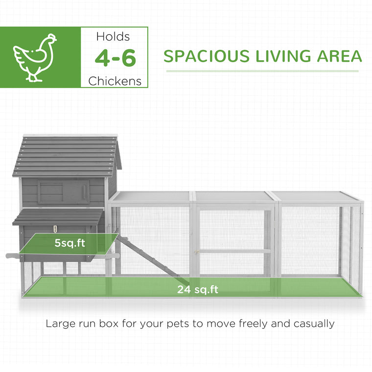 Wooden Chicken Coop with Nesting Boxes for 4-6 Chickens