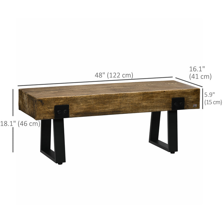 Rustic Concrete Garden Bench with Metal Legs