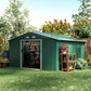 11' x 13' Practical Backyard Garden Storage Tool Shed with Double Sliding Door Garden Tool Shed with 4 Ventilation Slots, Green