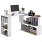 47" L Shaped Desk, 360° Rotating Corner Desk, Reversible Computer Writing Table Workstation with Storage Shelf for Home Office, White