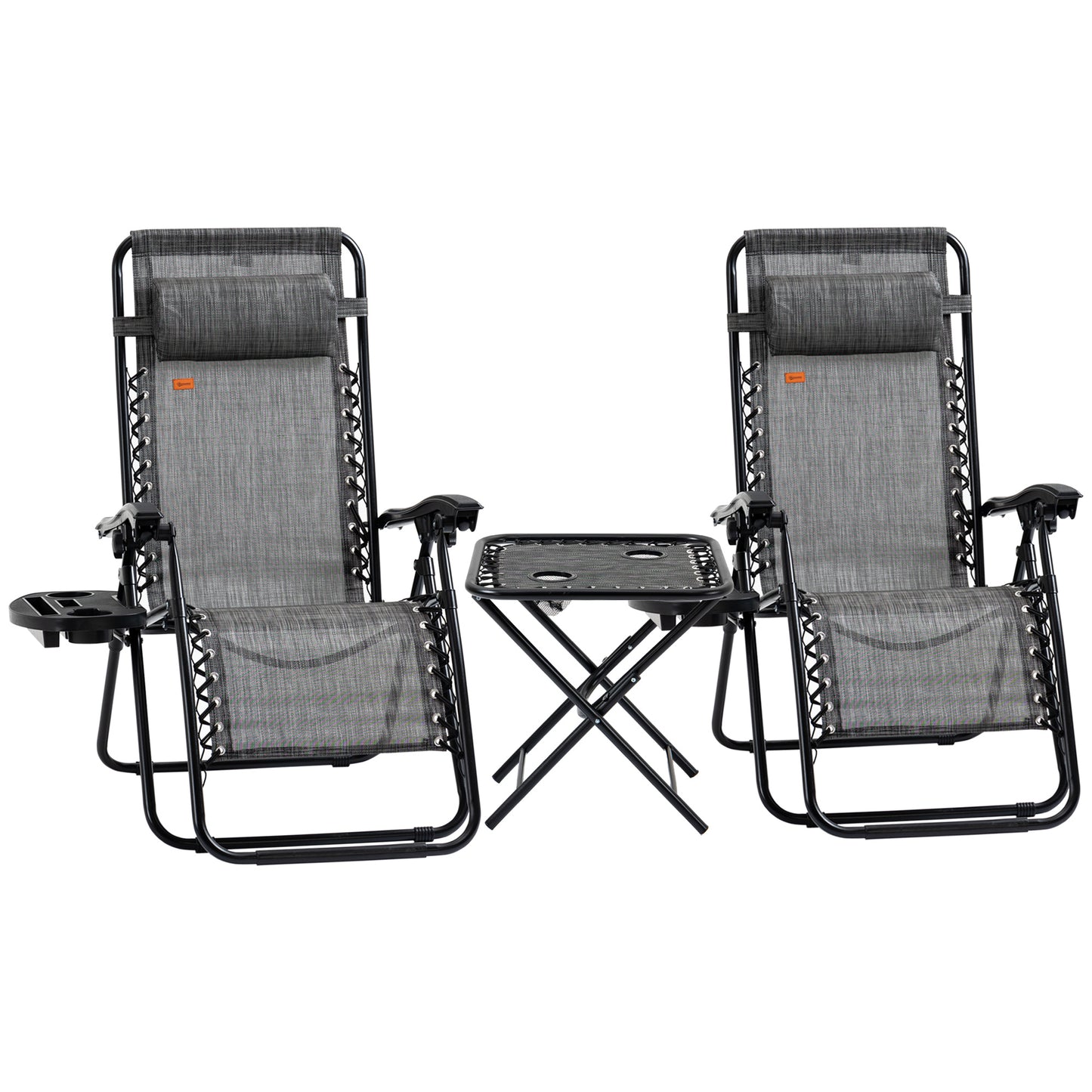 Zero Gravity Chair Set of 2 Patio Chair with Side Table Cupholders and Pillows for Pool, Backyard, Lawn, Beach, Red