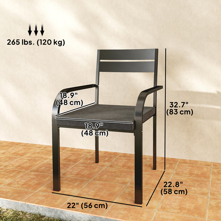 Aluminum Dining Chairs with Soft Cushion, Set of 2