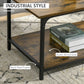 Industrial Coffee Table with Storage Shelf, 2-tier Center Table for Living Room, Rustic Brown