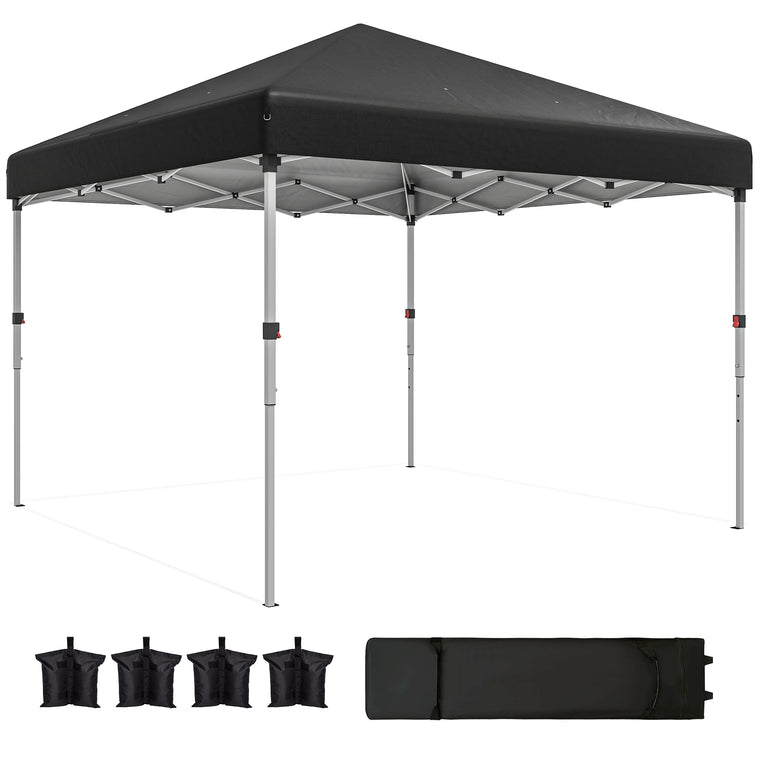 10' x 10' Black Pop-Up Canopy with Sidewalls & Roller Bag