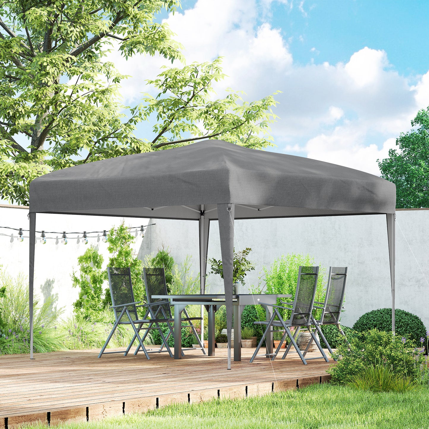 10 x 10ft Folding Pop Up Tent Outdoor Gazebo Canopy with Carrying Bag, Grey