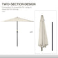 9.8ft Half Umbrella Semi Round Patio Parasol with Crank Handle, Top Vent for Garden, Balcony- NO BASE INCLUDED, Cream