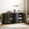 Sideboard Buffet Cabinet Set of 2, Kitchen Cabinet with Soft-Close Door and Adjustable Shelves, Distressed Black Grey