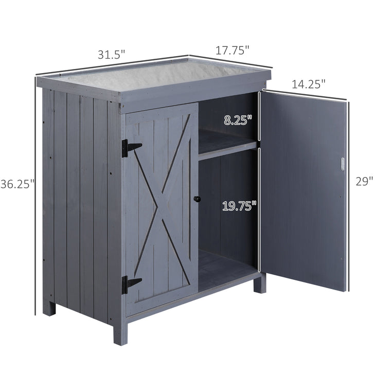 Storage Cabinet with Galvanized Top and Shelves