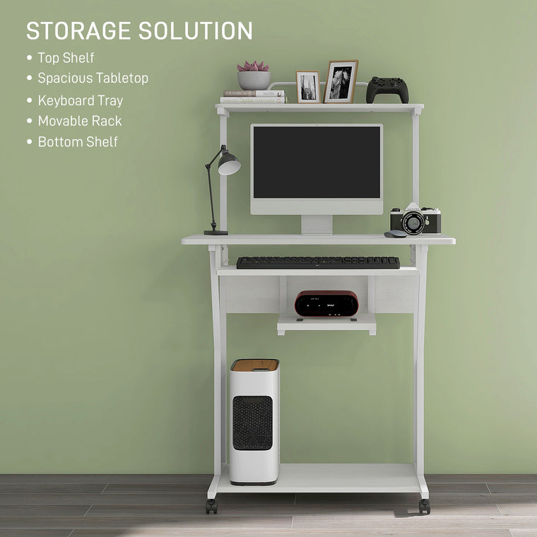 32" Mobile Computer Desk with Keyboard Tray