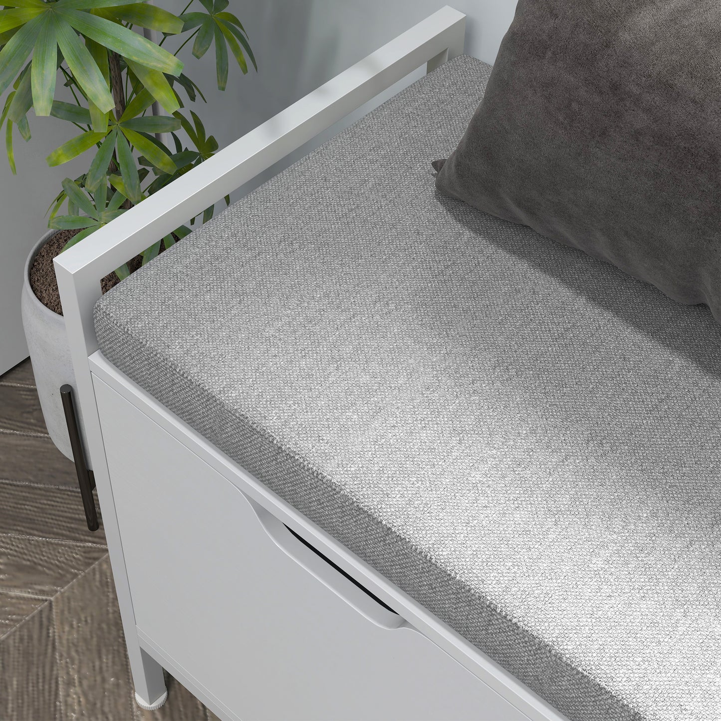 Shoe Storage Bench with Seat Cushion, Shoe Cabinet for Hallway, Entryway Bench, Supports 352lbs, White