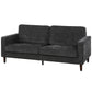 3 Seater Sofa Upholstered with Padded Cushion Modern Button Tufted Couch with Wood Legs, Dark Grey