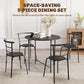 5 Piece Dining Table Set, Space Saving Round Dining Set for 4 with Metal Frame for Small Spaces, Black Wood Grain