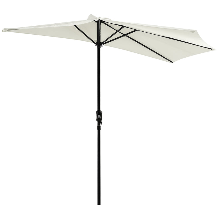 9ft Beige Half Round Balcony Umbrella with 5 Ribs