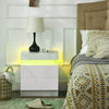Nightstand, Bedside Table with LED Lights and 2 Drawers for Bedroom, Living Room, White